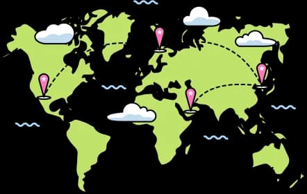 世界地図と販売ネットワーク